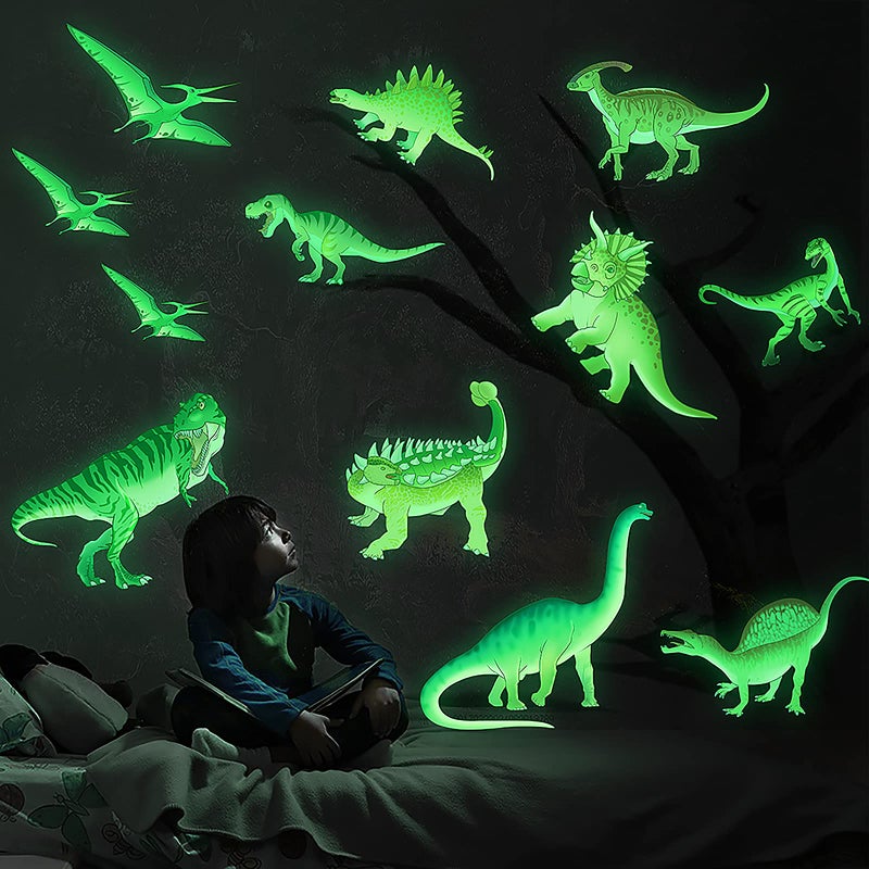 MESU Dinosaur Glow in The Dark Stickers Luminous Wall Decals Ceiling Decor for Boys Room Nursery Kids Gift Dinosaur - Image 1